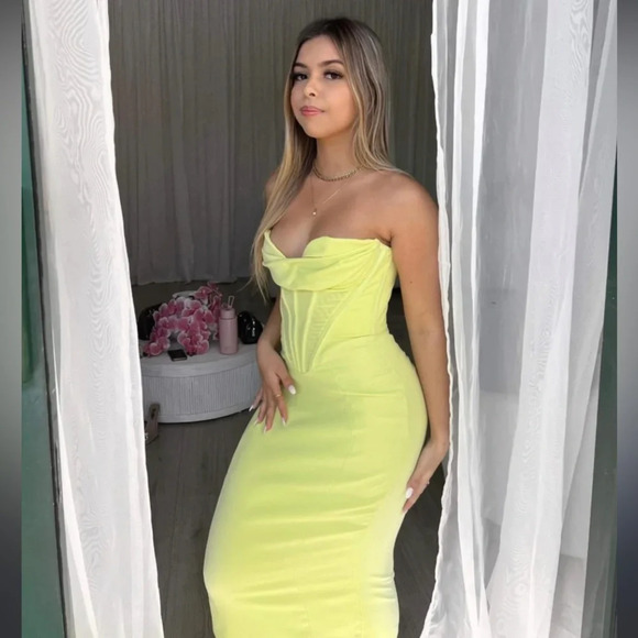 House of‎ CB Lucila Neon Strapless Corset Midi Dress Size XS NWOT - Picture 3 of 16